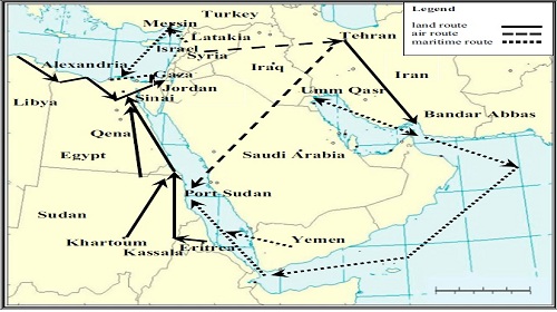 خريطة تهريب الأسلحة